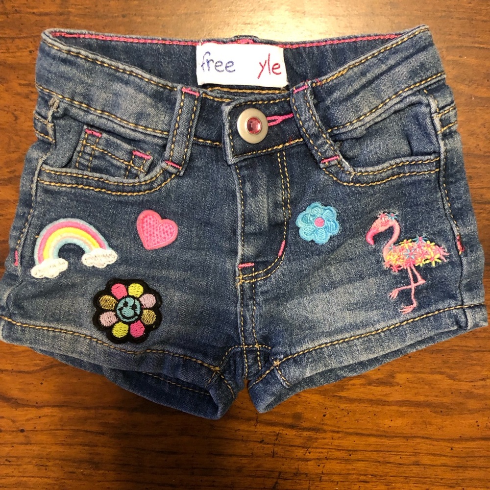 Cute little freestyle Jean shorts with fun embroidered